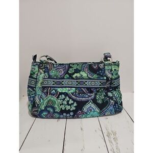 Vera Bradley Doubled‎ handled large purse Zipper closure Green Blue Purple